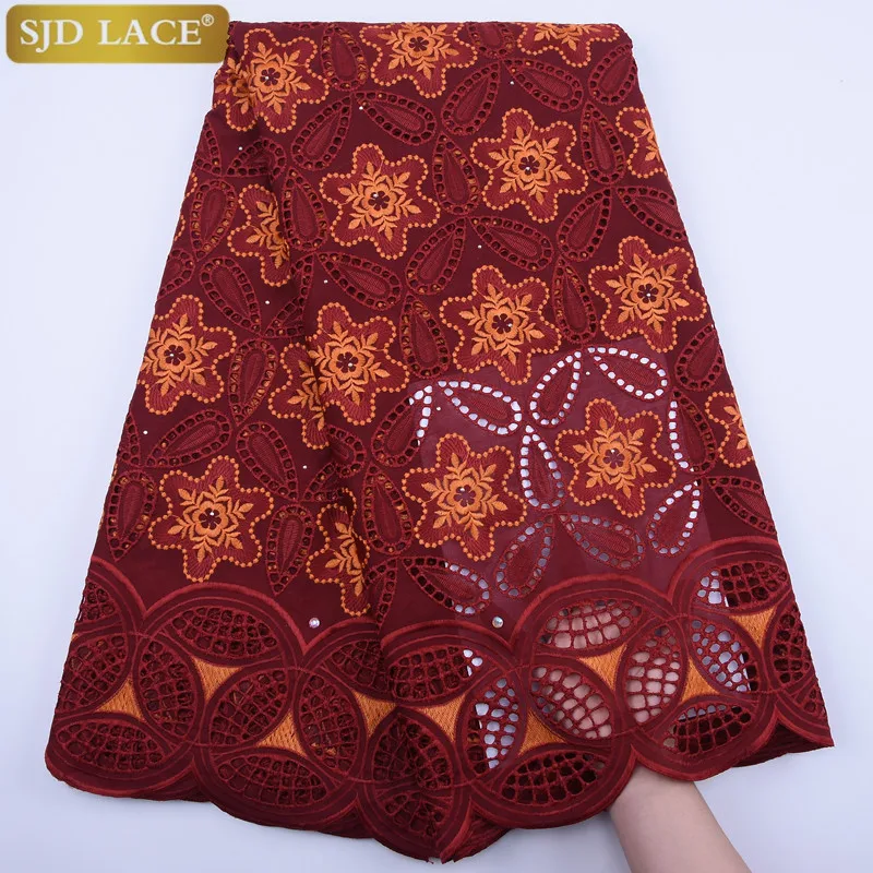Кружево SJD новейшая африканская хлопчатобумажная кружевная ткань вышивка с