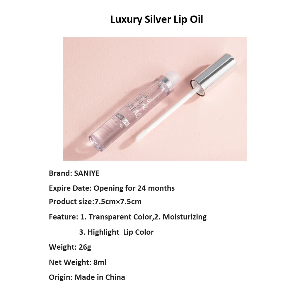 

SANIYE Fashion Exquisite Silver Tube Shimmer Moisturizer Lip Gloss Temperature Liquid Lipstick Lips Plumper Oil Makeup Lipgloss