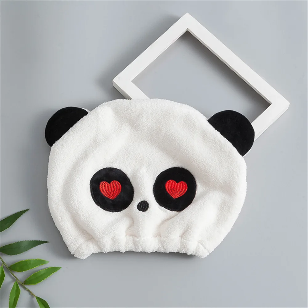 

Round Dry Hair Towel Panda Shower Cap Dry Hair Cap Children's Coral Velvet Towel Cartoon Lovely Towel Lovely Dry Hair Towel