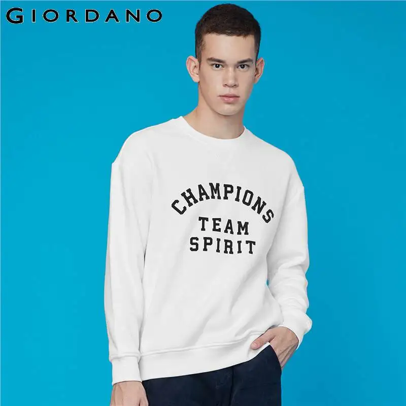 Giordano мужской джемпер с круглым воротом и длинными рукавами на передней части