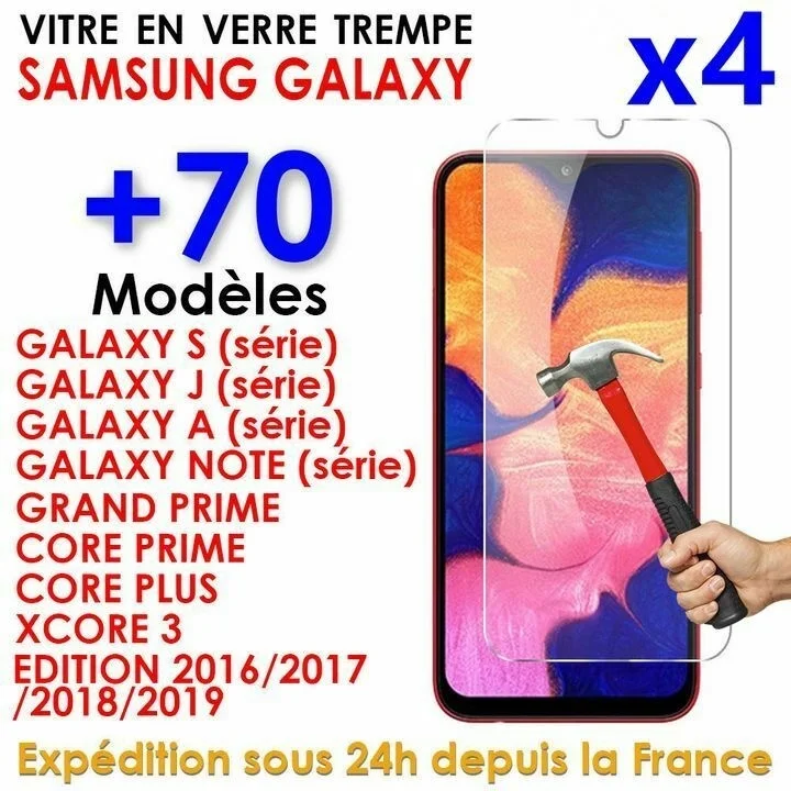 

For Samsung S9/10/S8/A5/A6/J4/J5/J6/A21s/A20e/A40/A51 Vitre Protection Verre Trempé