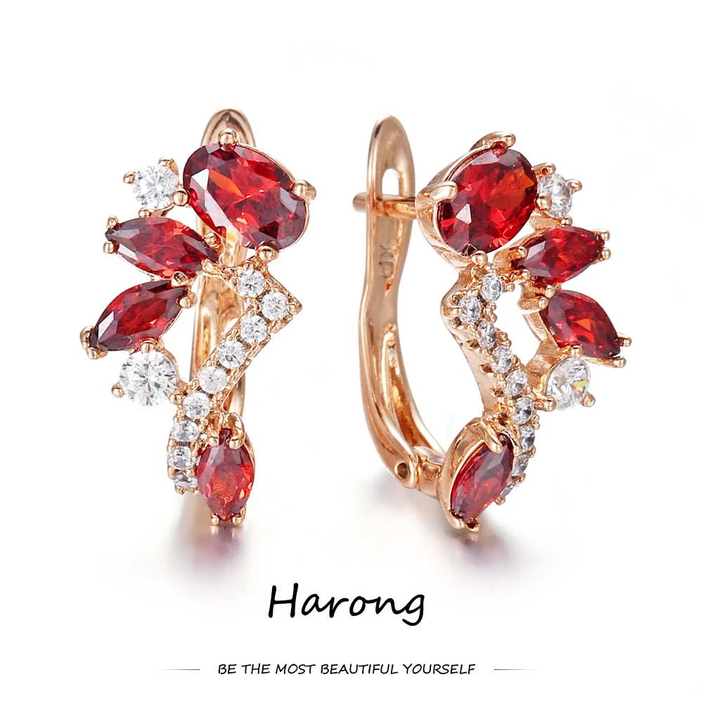 

5/color Personality Cubic Zirconia Flower Symmetry Stud Earrings Metal Crystal Small Aesthetic Earrings For Woman The Best Gift