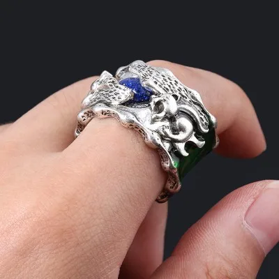 

New Style Bucket Broken Sky Xiao Yan Same Ring Wu Lei Retro Luminous Dripping Oil Soul Ring Na Ring Men's Ring