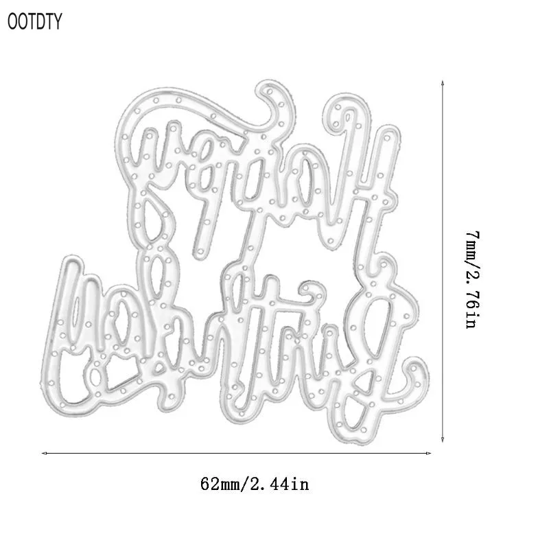 

OOTDTY DIY Happy Birthday Cutting Dies Embossing Stencil Template for Scrapbooking Embossing Paper Card making Album Decoration