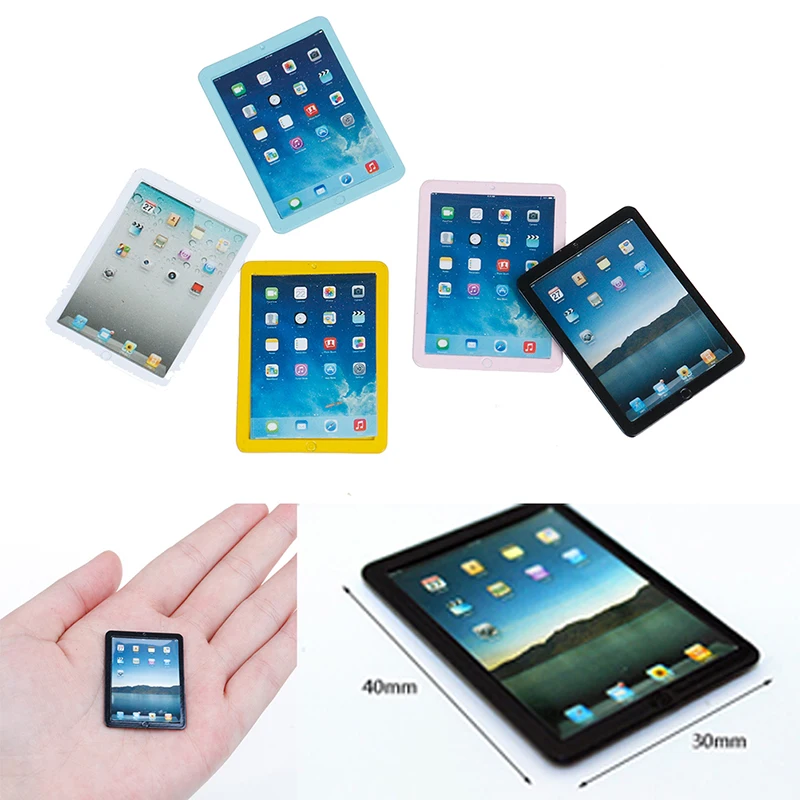 

1Pcs 1/12 Mini Dollhouse Miniature Accessories Metal Tablet Computer Model Simulation Tablet PC Toys Doll House Decoration
