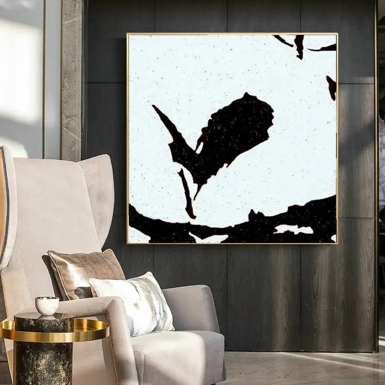 

Minimalist Art Original Art Black And White Abstract Painting On Canvas Wall Art Modern Home Decor Hand Painted Painting