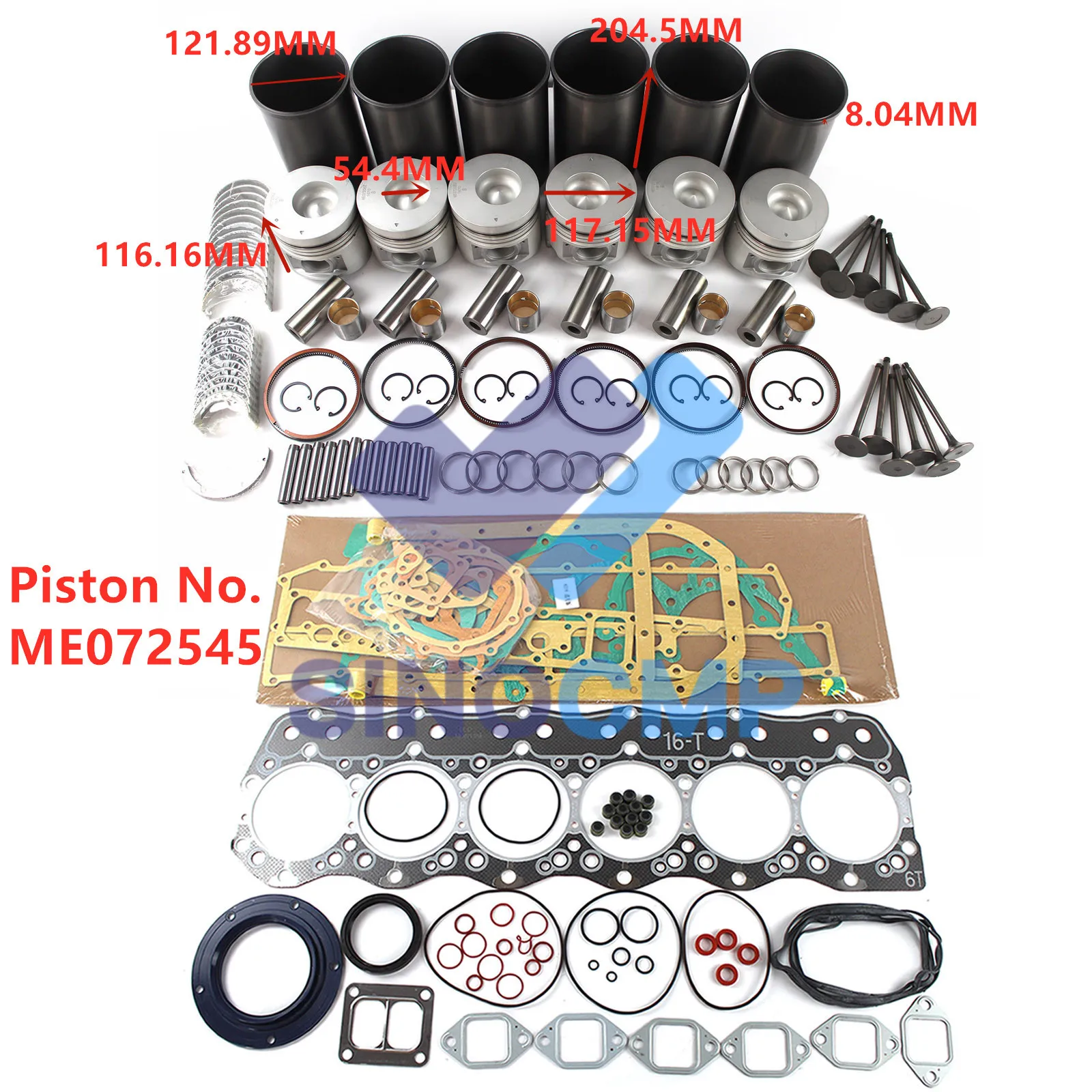 

6D16 6D16T Engine Rebuild Kit For Hyundai Kobelco Forklift Excavator Piston no ME072545