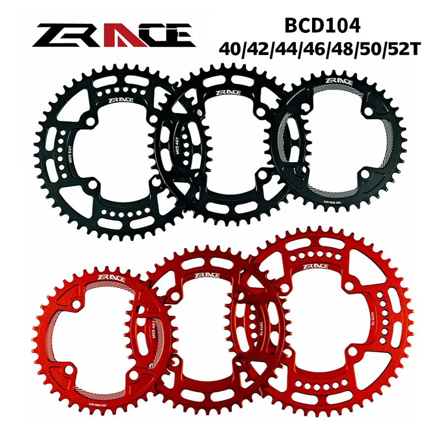 

ZRACE Bike BCD104 Chainrings MTB Road Bike Narrow Width Tooth Chainwheel Mountain Bicycle 40/42/44/46/48/50/52T Chainring Parts