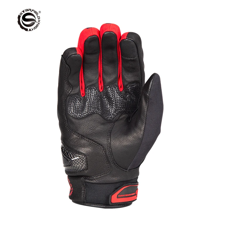 SFK Winter Warm Motorcycle Gloves Full Finger Touch Screen Leather Cotton Liner Motorbike Black Red Riding Motocross Accessories enlarge