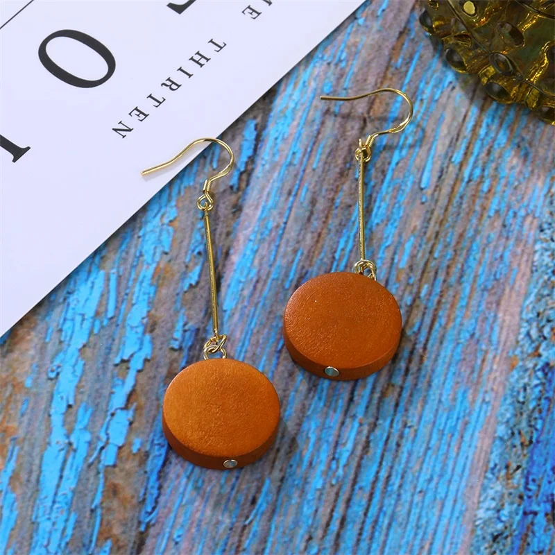 Винтажные висячие серьги IFMIA 2019 из натурального дерева в богемном стиле для