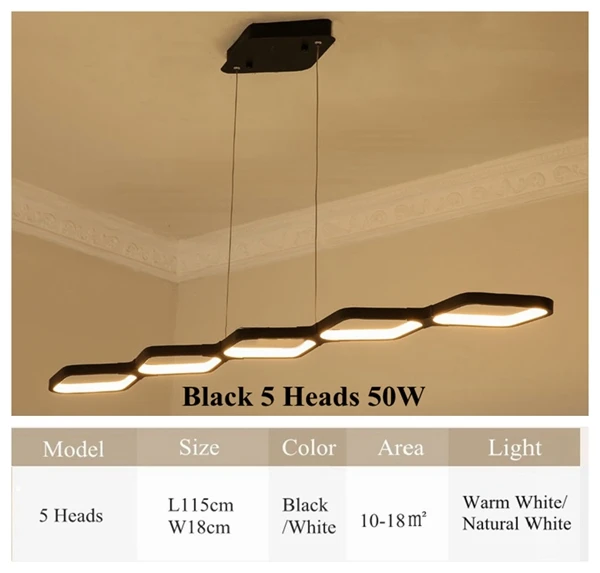 Black 5 Heads 50W LukLoy Creative Led Office Chandeliers Dimmable Modern Simple Lamp Lighting For Dinning Room LED Chandelier Lighting Fixtures - Цвет абажура: Black 5 Heads 50W