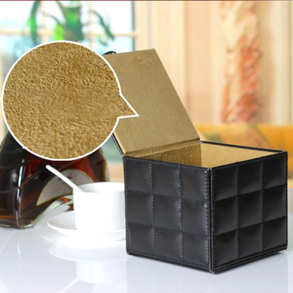 Чехол футляр для бумажных салфеток водонепроницаемый черный кожаный держатель