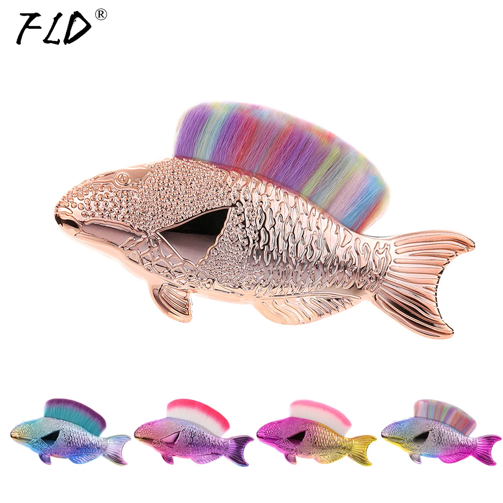 Большие кисти FLD fin с уникальным дизайном для макияжа в форме рыбы круглые жидкой