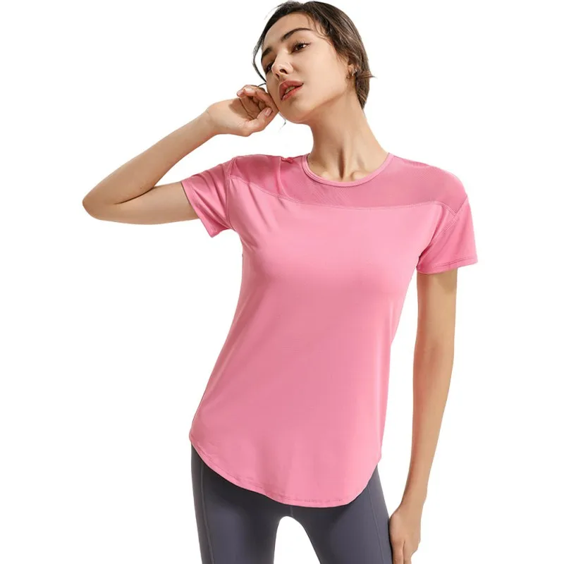 

Ladies' Beauty Back Hollow Sports T-Shirt Women Loose Short Sleeve Casual Breathable Fitness Pullover Tops