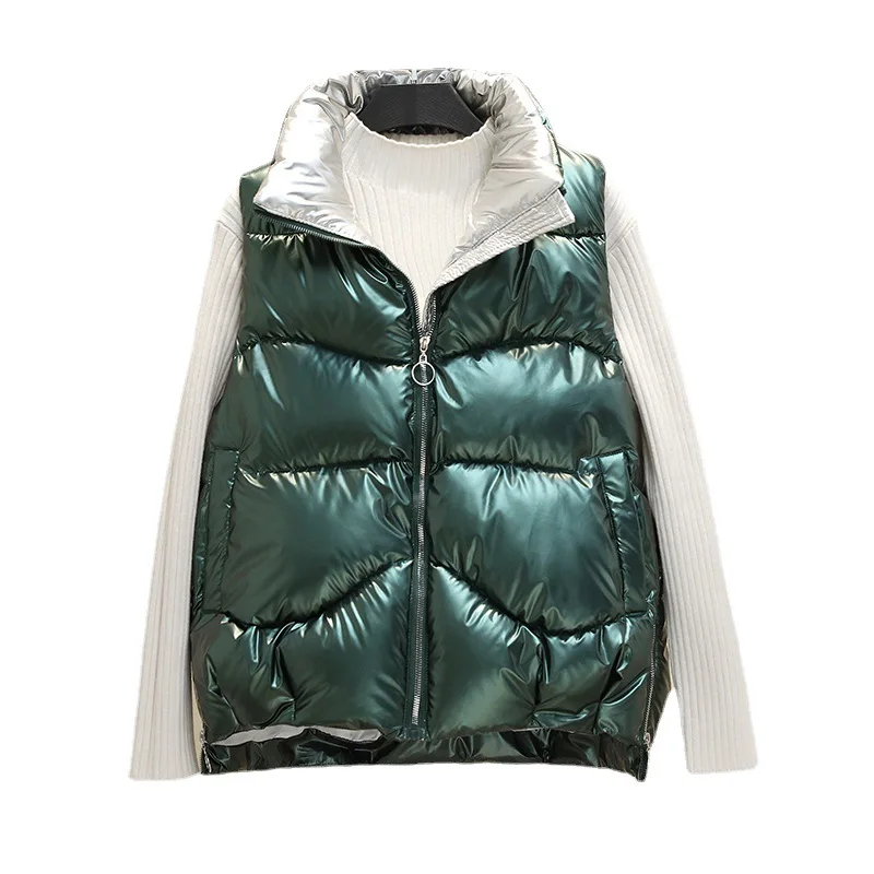 

Glossy Short Cotton Waistcoat Women 2021 New Winter Outer Wear Korean Cotton Parkas Vest for Women Fall Women Clothing