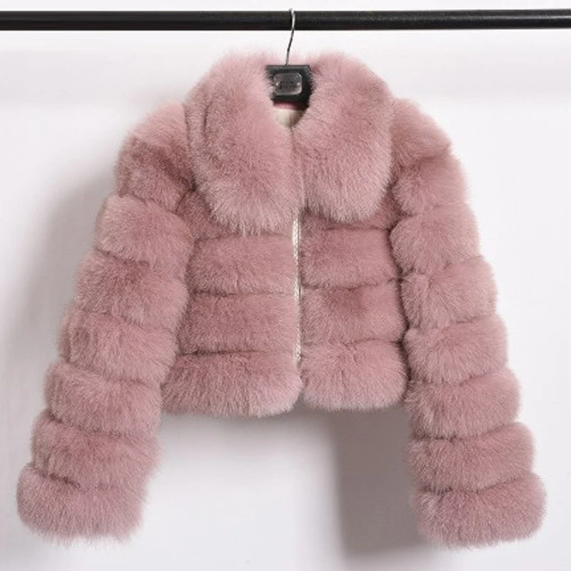 Women Winter Fashion Thick Warm Fur Coats Long Sleeve Faux Fox Fur Coat  Elegant Outerwear Fake Fur Jacket Tops Plus Size