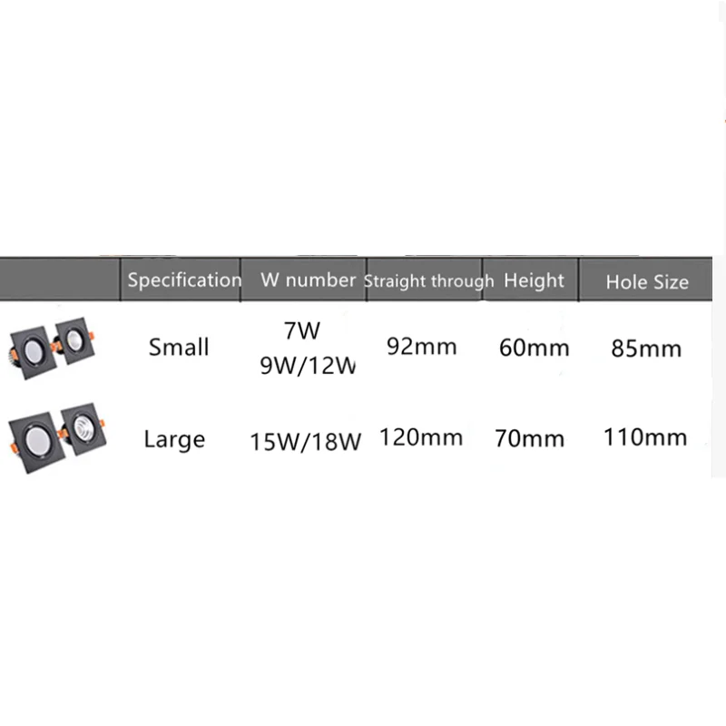 7 ваттов 9 12 15w18w AC110-220V Светодиодный точечный светильник Освещение в помещении 4