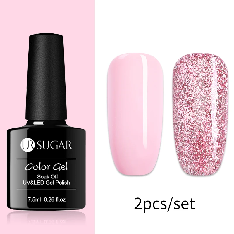 Ur Sugar 7,5 мл розовое золото блестящий Гель-лак для ногтей розовый Цвет гель-блестки для ногтей искусство замочить от УФ-гель-лака УФ светодиодный - Цвет: Set 5