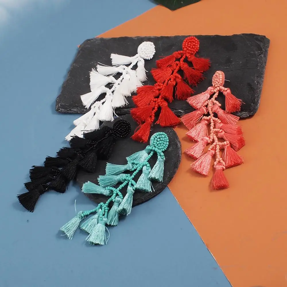 MANILAI полимерные серьги с бусинами и кисточками для женщин Бохо ручной работы