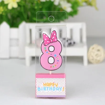 Minnie 8 Свечи на день рождения с изображением Мышь Свеча на торт ко дню рождения торт украшения для кексов вечерние изделия для декорации Anniversaire Минни-Маус - Цвет: Minnie 8