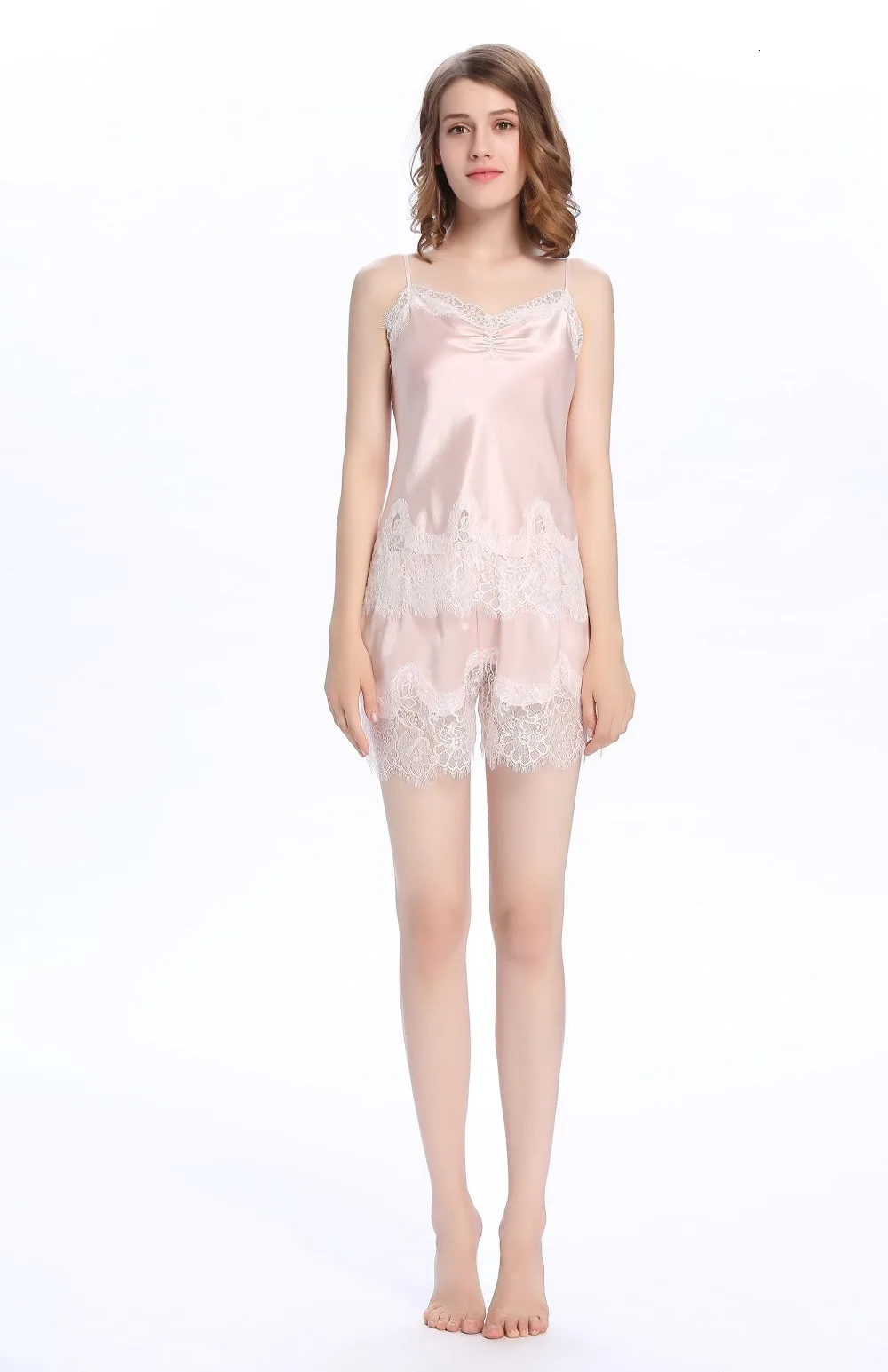 LilySilk, пижамный комплект для женщин, чистый 100 шелк, 22 momme, роскошный лифчик с шортами, одежда для сна, распродажа