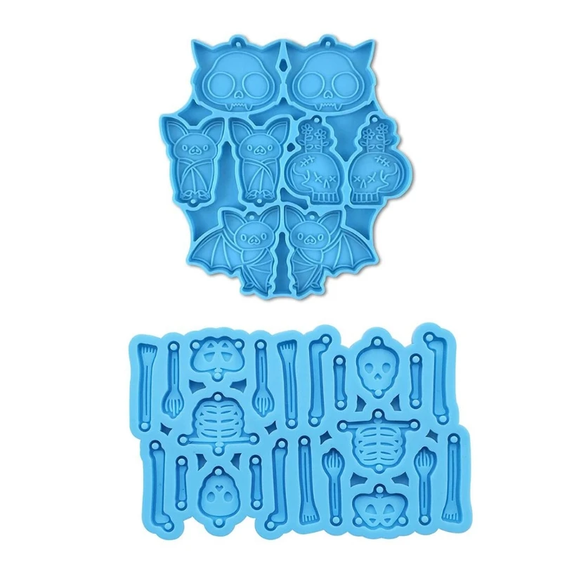 

2 Pcs/Set Skull Bat Earrings Epoxy Resin Mold Ear Drop Dangle Pendant Silicone Mould DIY Crafts Jewelry Necklace Casting
