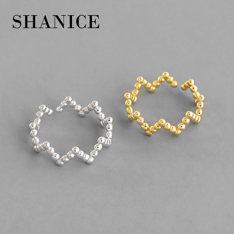 SHANICE 925 пробы серебряные Открытые Кольца простая круглая бусина с волнистым