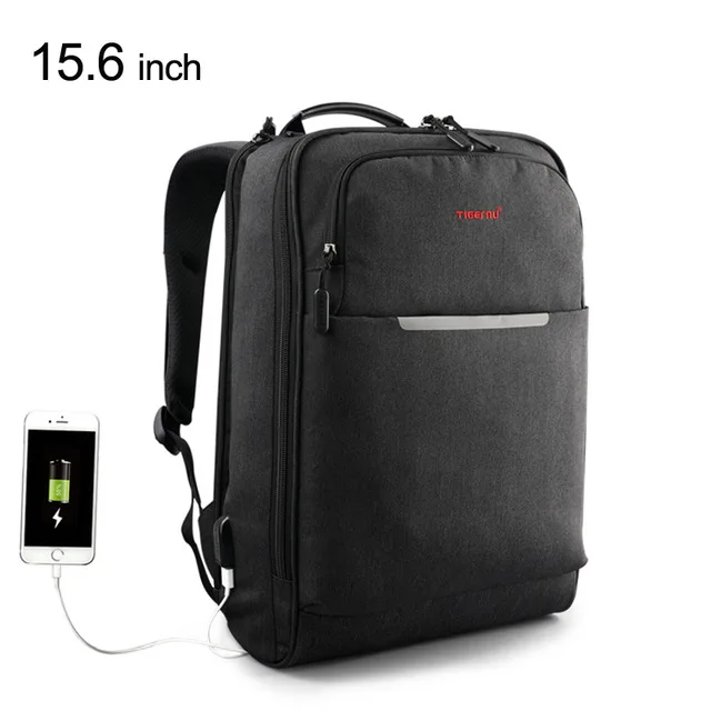 Tigernu Многофункциональный USB зарядка Рюкзак Путешествия Мужчины 14 15.6 дюймов Ноутбук Сумка Рюкзаки Для Подростка Школа сумка для Подростков - Цвет: Black grey15.6inch