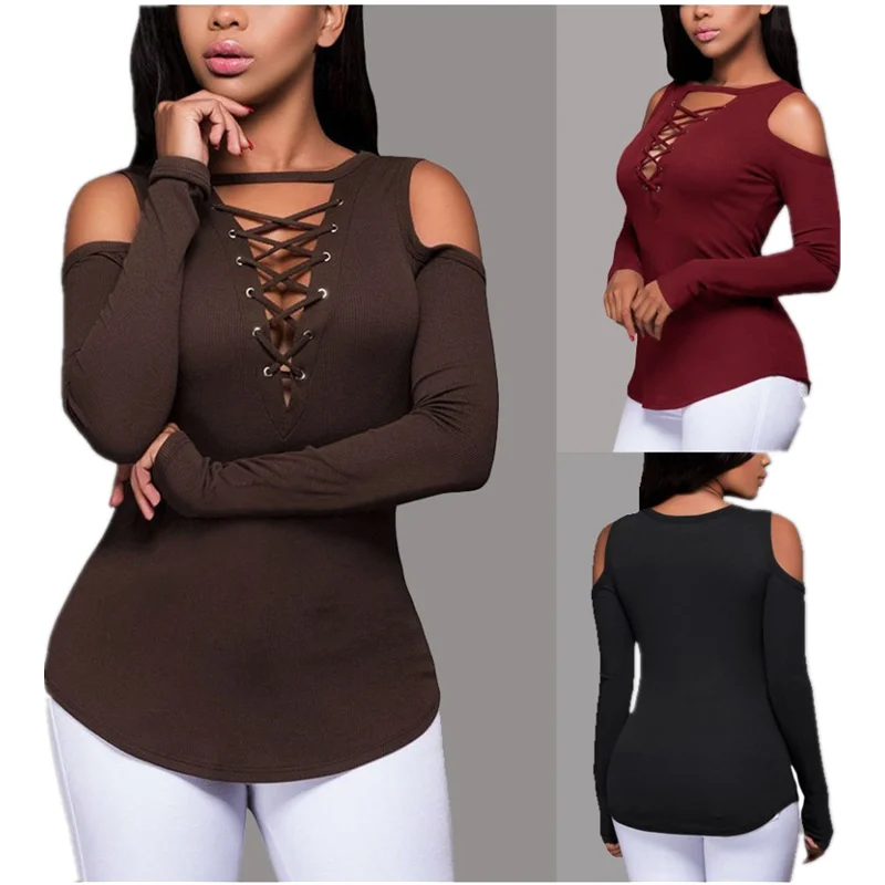 

2021 Autumn New Women's Tops Strapless Hollow Long-sleeved Bottoming Shirt European and American T-shirt Women Harajuku Tops