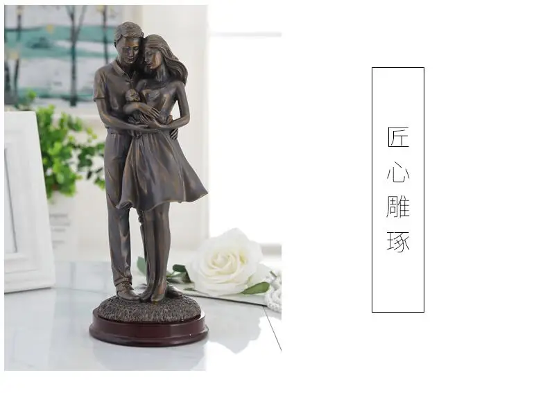 Ретро Ностальгический happy family украшения семья из трех человек для свадьбы, годовщины, дня рождения подарок жене статуя Семья украшения из смолы