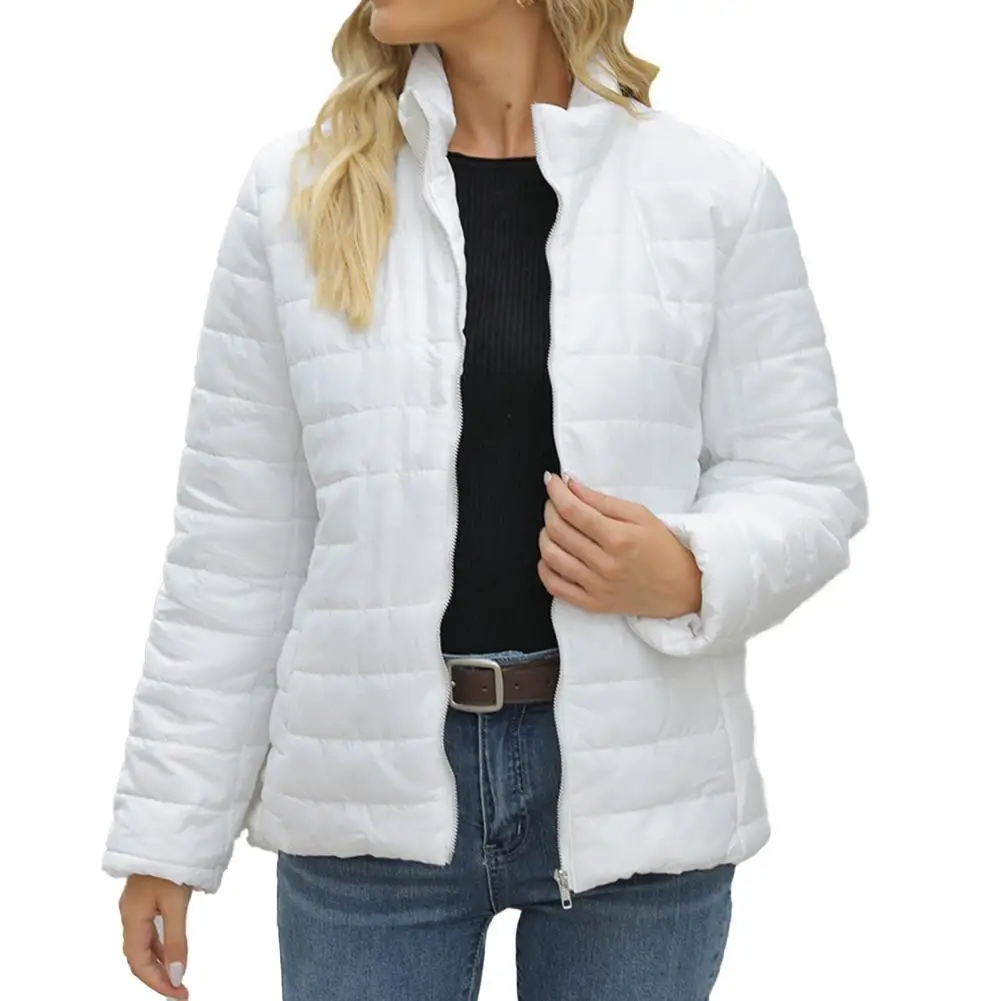 

Women's jacket Gradient Color Stand Collar Women Coat Autumn Winter Zipper Closure Side Pockets Warm Jacket Outerwear