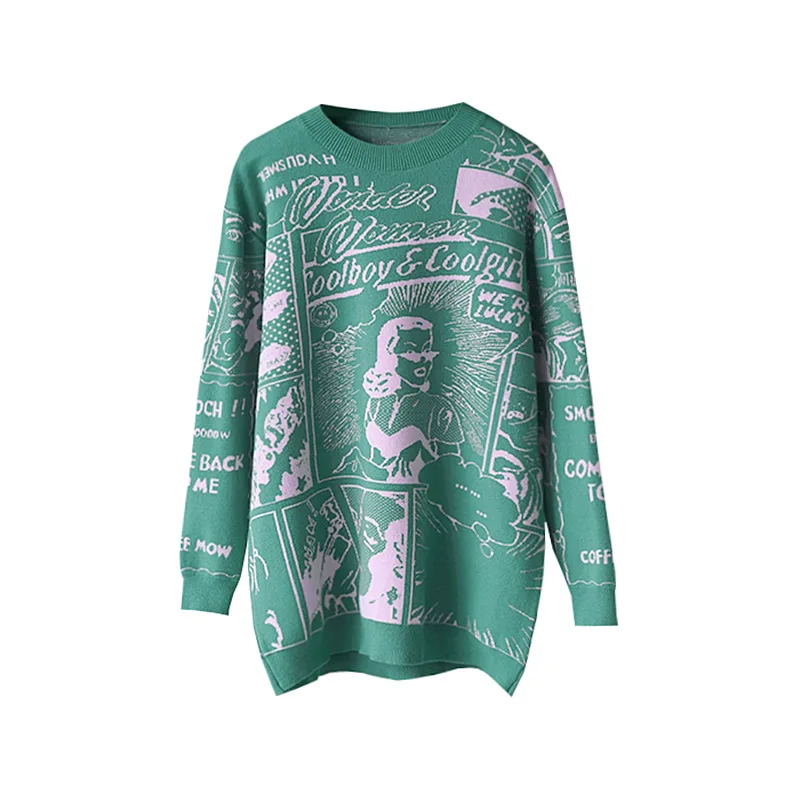 Женский свитер с вышивкой Korobov Повседневный пуловер в Корейском стиле круглым