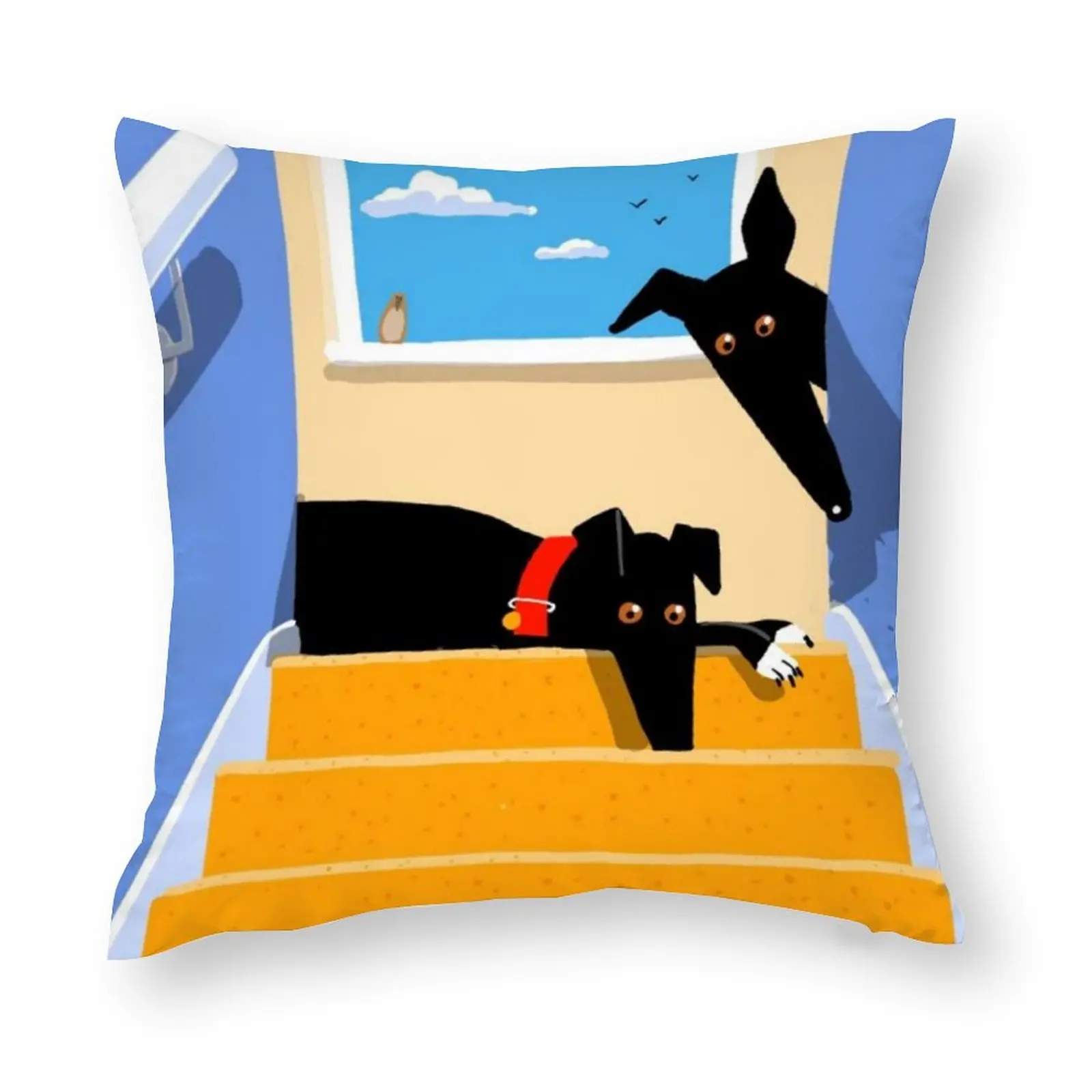 

Двухсторонняя наволочка, украшение для гостиной с изображением собак на лестнице