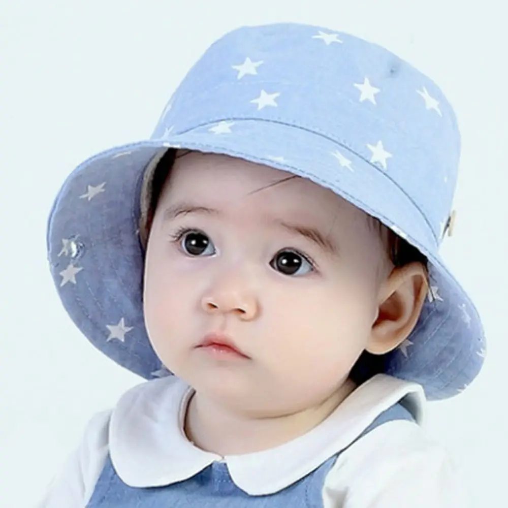 1pc Baby Sun Hat Boys Girls Bucket Soft Infant Summer Sunscreen Caps Fisherman Cotton Denim Travel Outdoor UV Protection | Детская