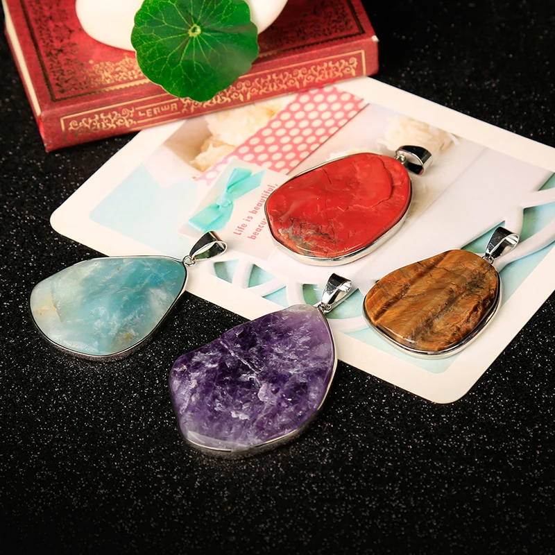 Подвеска из натуральной руды с аметистом яшмой тигровый глаз камнем Хрустальная