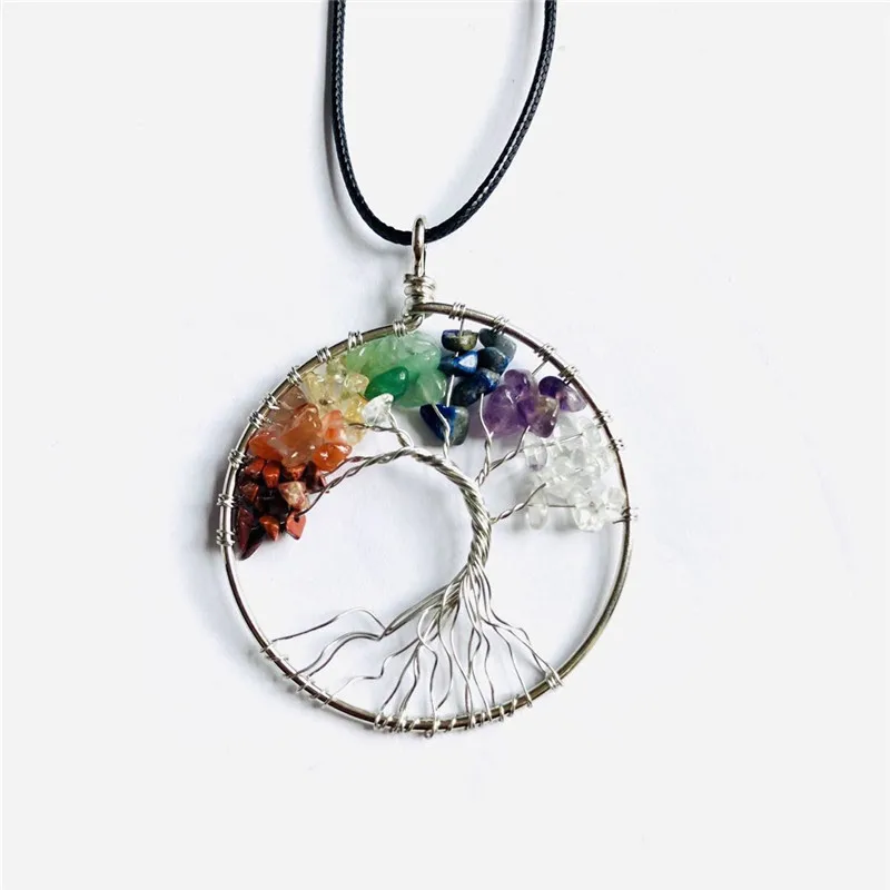 

Crystal Tree Of Life Pendant Fashion Colourful Mineral Jewelry for Men Women Jewelry Chakra Gift
