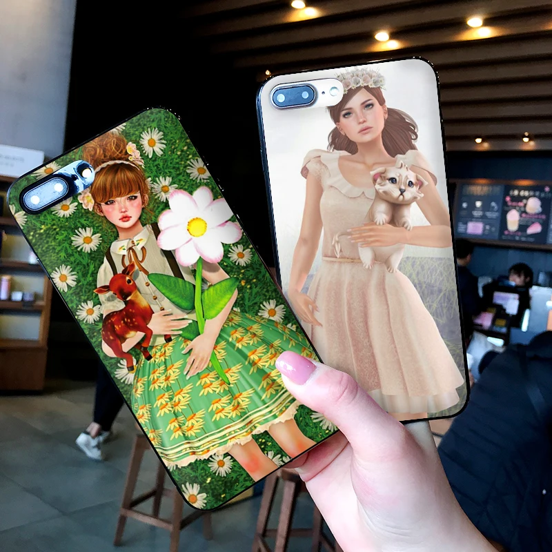 Сексуальная девушка-Шоппер иллюстрация и щенок для Xiaomi Redmi Note 5 S2 7 Plus 6 3 3S Pro 4A 4X 5A 6A