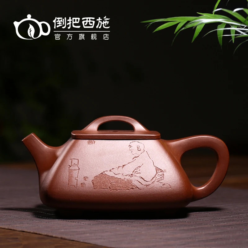 

★undressed ore old purple clay are recommended for household pure manual stone gourd ladle pot four penghu-glance chan