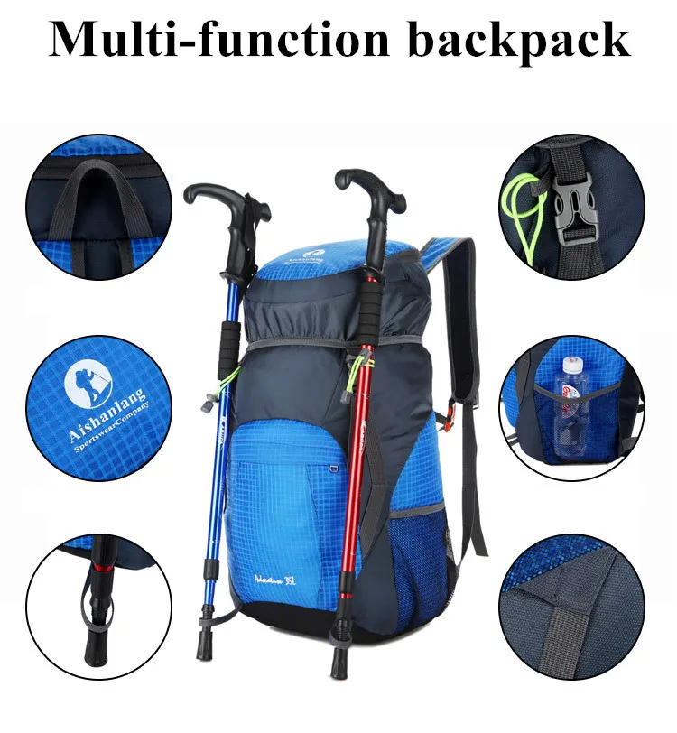 Men Outdoor backpack camping bag 35L Ultralight waterproof travel Folding backpack Women Sports camping hiking Hike Pack