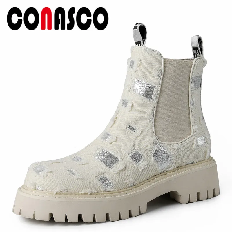 

Новые лаконичные мотоциклетные женские короткие сапоги CONASCO, осенне-зимняя теплая Повседневная Офисная Женская обувь для выпускного, бренд...