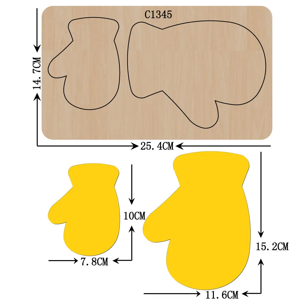 

New gloves Wooden die Scrapbooking C-1345 Cutting Dies Multiple sizes