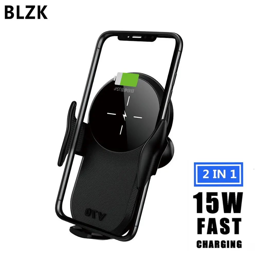 BLZK 15 Вт Автомобильная Беспроводная зарядка для iPhone 11 8Plus XR XS Type C Samsung S20 S10 S9 Note 10
