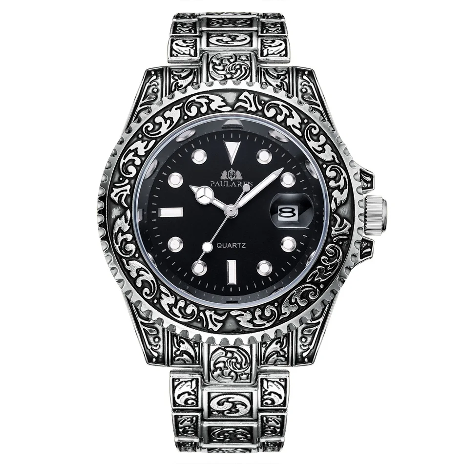Silver Black Винтажные винтажные светящиеся розовые Золотые желтые золотые серебряные 2 тона Красные Зеленые Синие градиентные Модные Классические кварцевые мужские часы - Цвет: Silver Black