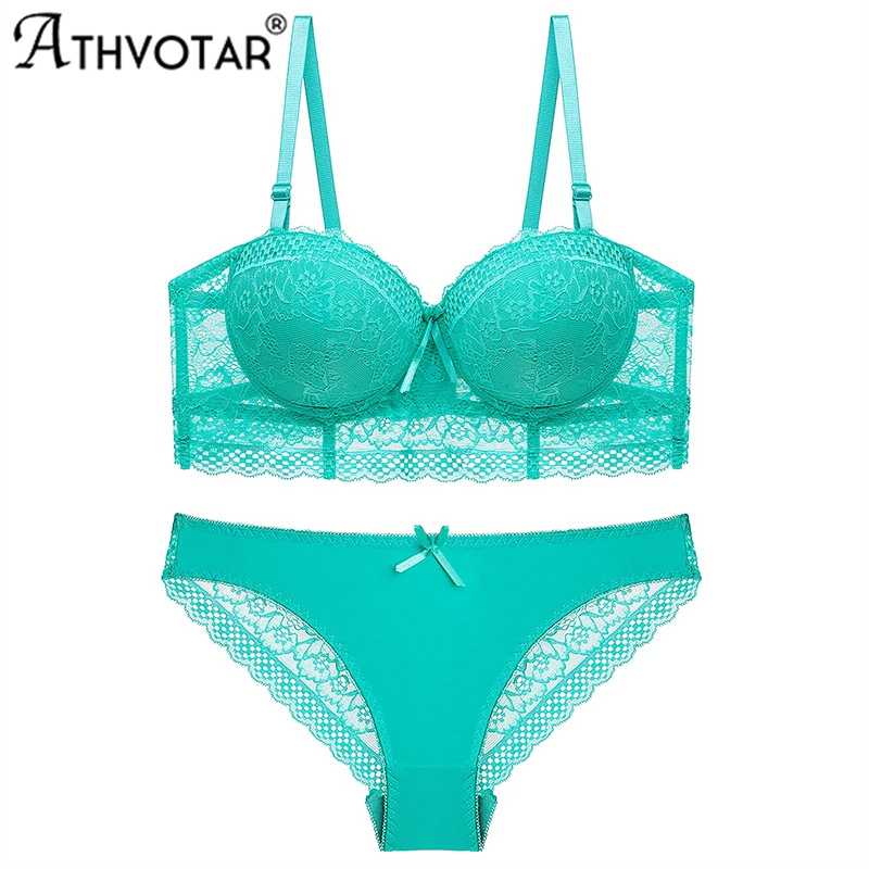 Кружевное нижнее белье ATHVOTAR сексуальные женские комплекты пуш ап средней формы