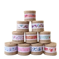 5cm colorful small floral burlap webbing european and american wedding diy christmas home decoration jute cloth