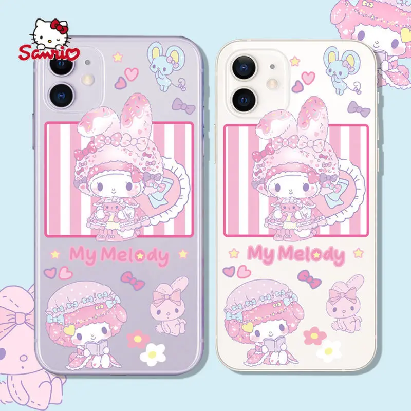 

Hello Kitty Melody Transparent Soft Case for iPhone13 13Pro 13Promax 12 12Pro Max 11 Pro X XS MAX XR 7 8 Plus Cartoon Cover