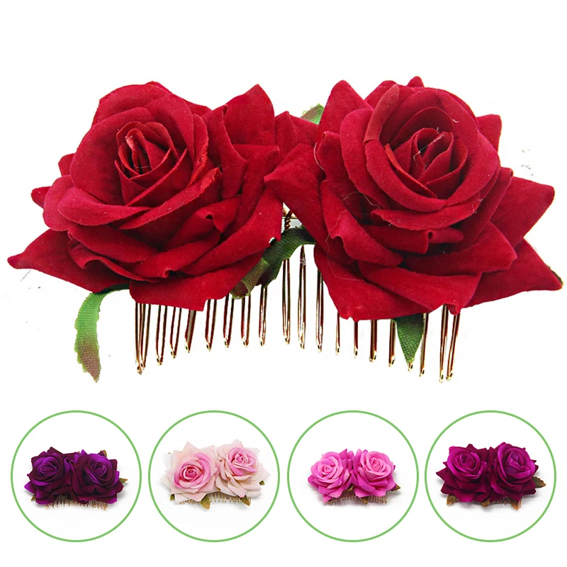 Гребень для волос с цветком розы свадебвечерние ринки Модная бижутерия женщин на