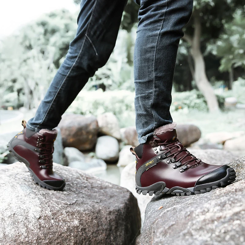 Men Boots Winter Men Shoes New Lace Up Warm Fur Flock Male Sneakers Winter Ankle Boots Men Winter Boots New