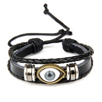 mens womens leather bracelet turkey evil eye design alloy bracelet multilayer