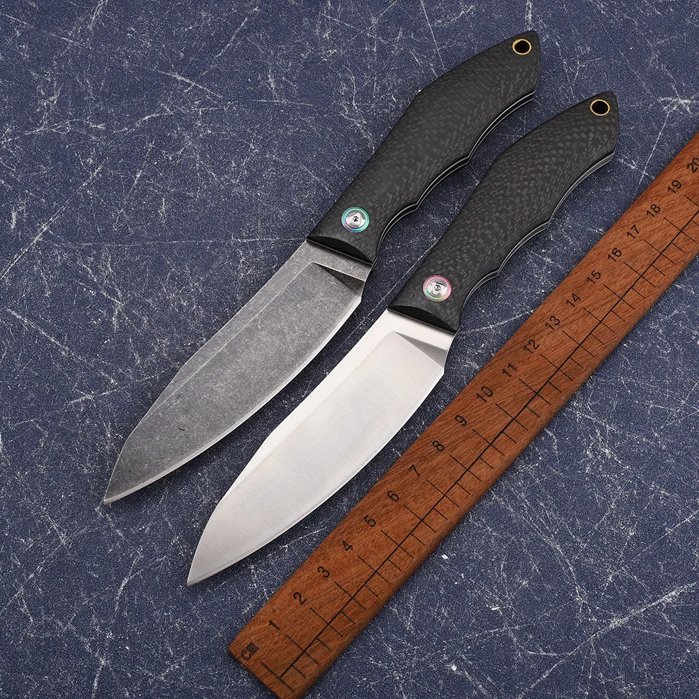 

Custom D2 Blade Carbon Fiber Handle Hiking Outdoor Camping Hunting Fishing Mountaineering Survival Fruit Knife EDC Tool